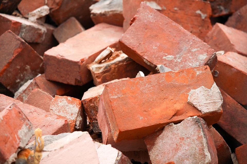 Pile of bricks from demolition